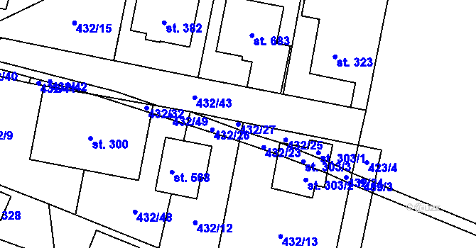 Parcela st. 432/27 v KÚ Dražkovice, Katastrální mapa