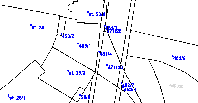 Parcela st. 451/4 v KÚ Dražkovice, Katastrální mapa