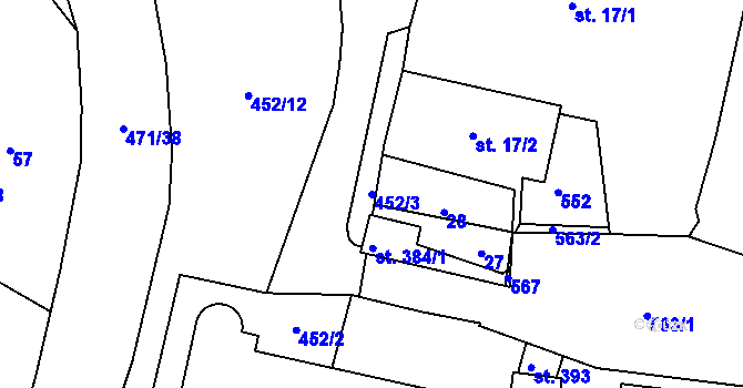 Parcela st. 452/3 v KÚ Dražkovice, Katastrální mapa