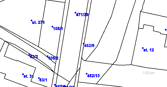 Parcela st. 452/9 v KÚ Dražkovice, Katastrální mapa