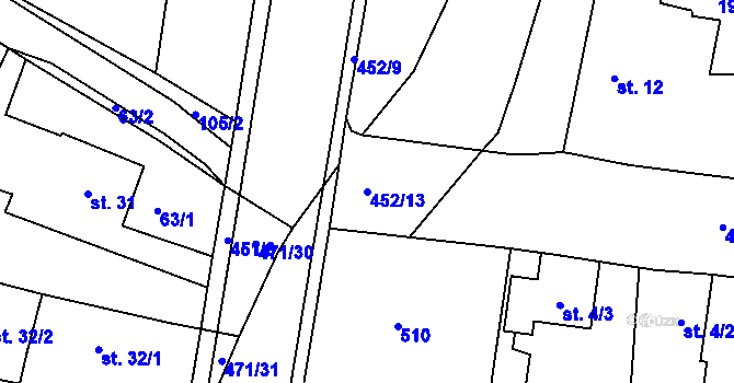 Parcela st. 452/13 v KÚ Dražkovice, Katastrální mapa
