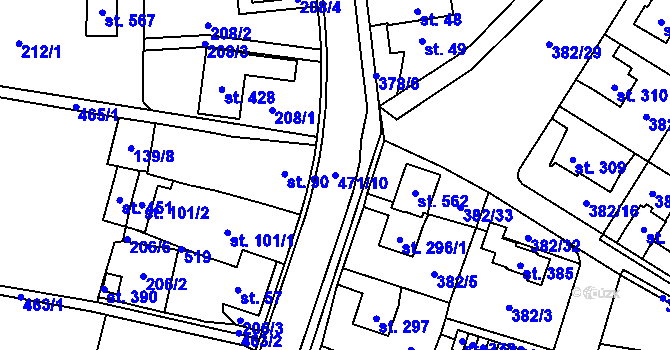 Parcela st. 471/10 v KÚ Dražkovice, Katastrální mapa