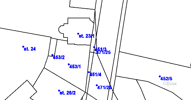 Parcela st. 471/25 v KÚ Dražkovice, Katastrální mapa