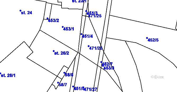 Parcela st. 471/26 v KÚ Dražkovice, Katastrální mapa