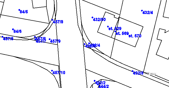 Parcela st. 492/3 v KÚ Dražkovice, Katastrální mapa