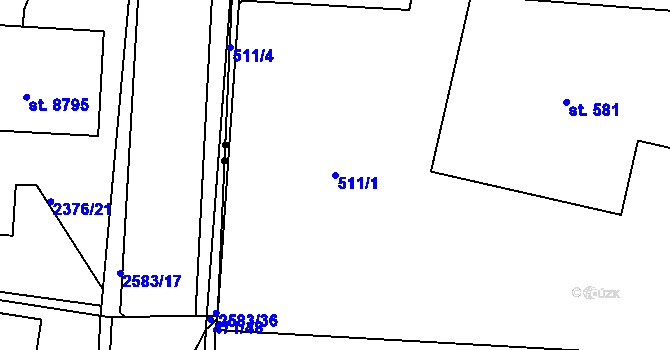 Parcela st. 511/1 v KÚ Dražkovice, Katastrální mapa