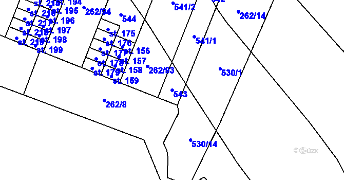 Parcela st. 543 v KÚ Dražkovice, Katastrální mapa