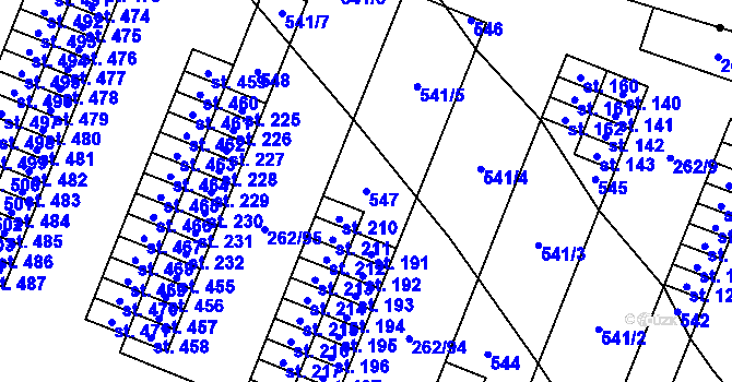 Parcela st. 547 v KÚ Dražkovice, Katastrální mapa