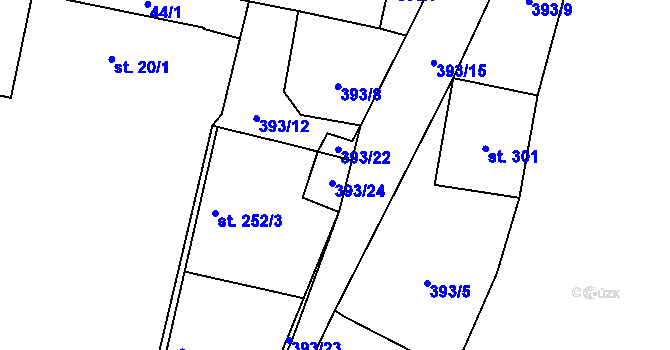 Parcela st. 393/22 v KÚ Dražkovice, Katastrální mapa