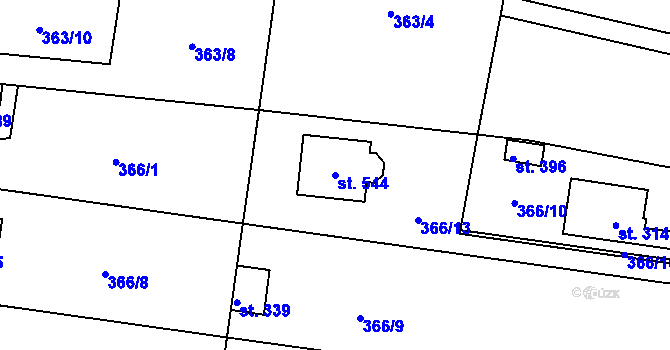 Parcela st. 544 v KÚ Dražkovice, Katastrální mapa