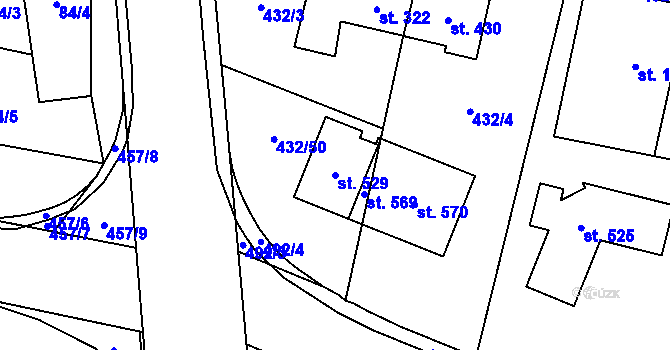 Parcela st. 529 v KÚ Dražkovice, Katastrální mapa