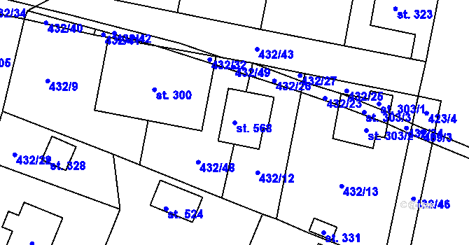 Parcela st. 568 v KÚ Dražkovice, Katastrální mapa