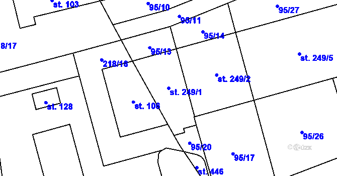 Parcela st. 249/1 v KÚ Dražkovice, Katastrální mapa