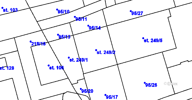Parcela st. 249/2 v KÚ Dražkovice, Katastrální mapa