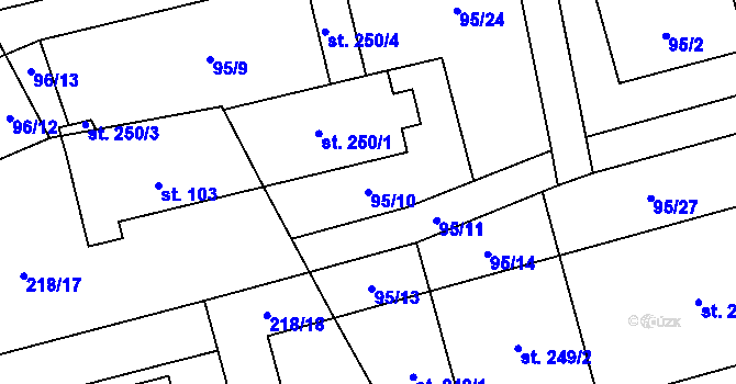 Parcela st. 95/10 v KÚ Dražkovice, Katastrální mapa