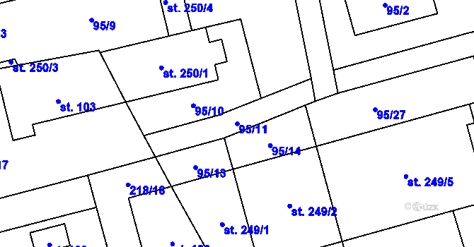 Parcela st. 95/11 v KÚ Dražkovice, Katastrální mapa