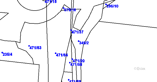 Parcela st. 349/2 v KÚ Dražkovice, Katastrální mapa