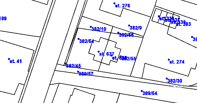 Parcela st. 637 v KÚ Dražkovice, Katastrální mapa