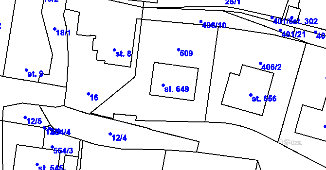 Parcela st. 649 v KÚ Dražkovice, Katastrální mapa