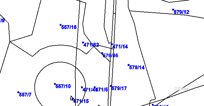 Parcela st. 579/16 v KÚ Dražkovice, Katastrální mapa