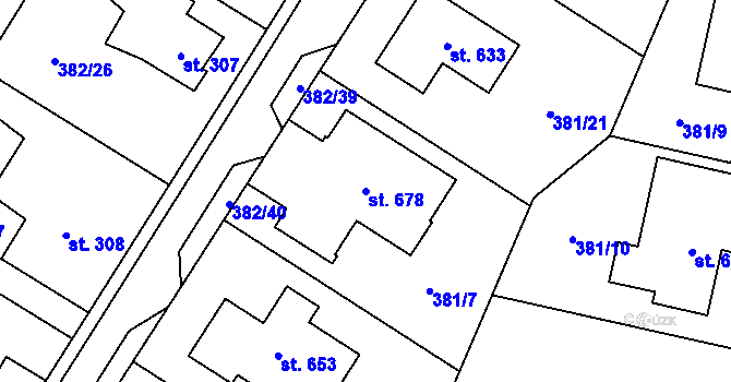 Parcela st. 678 v KÚ Dražkovice, Katastrální mapa