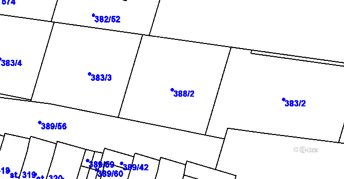 Parcela st. 388/2 v KÚ Dražkovice, Katastrální mapa