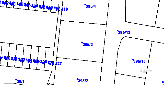 Parcela st. 395/3 v KÚ Dražkovice, Katastrální mapa