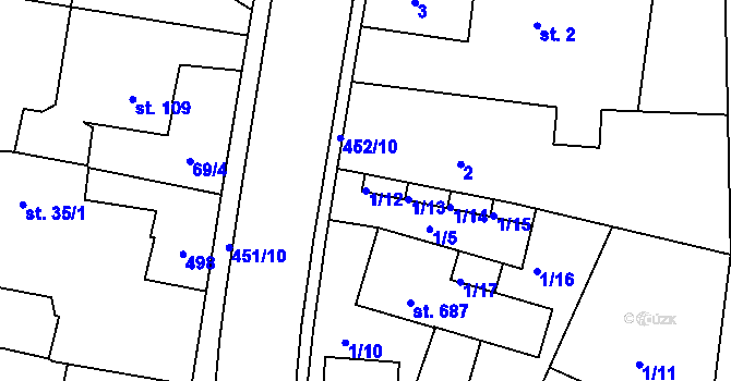 Parcela st. 1/12 v KÚ Dražkovice, Katastrální mapa