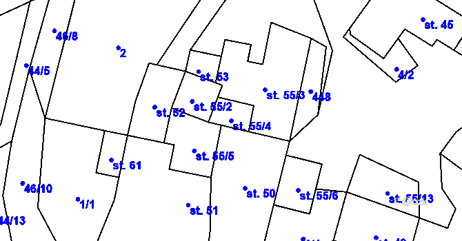 Parcela st. 55/4 v KÚ Dobrš, Katastrální mapa