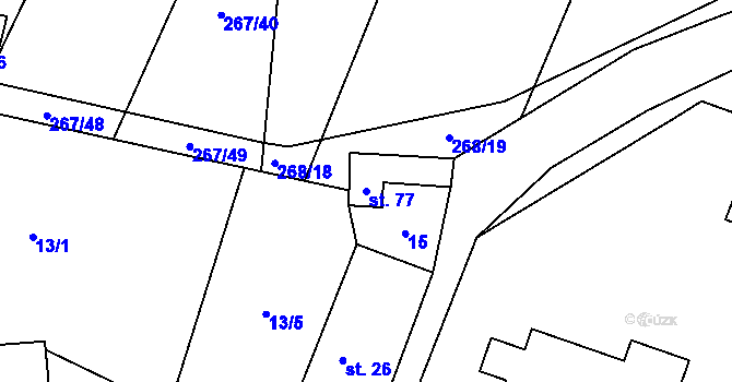 Parcela st. 77 v KÚ Dobrš, Katastrální mapa
