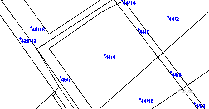 Parcela st. 44/4 v KÚ Dobrš, Katastrální mapa