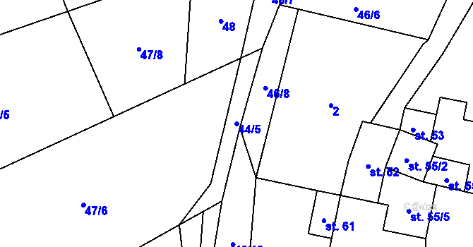 Parcela st. 44/5 v KÚ Dobrš, Katastrální mapa