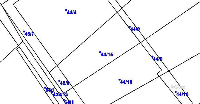 Parcela st. 44/15 v KÚ Dobrš, Katastrální mapa