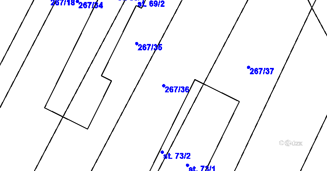 Parcela st. 267/36 v KÚ Dobrš, Katastrální mapa