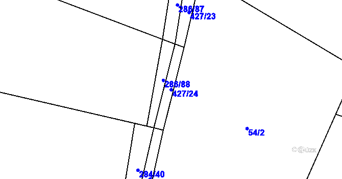 Parcela st. 427/24 v KÚ Dobrš, Katastrální mapa