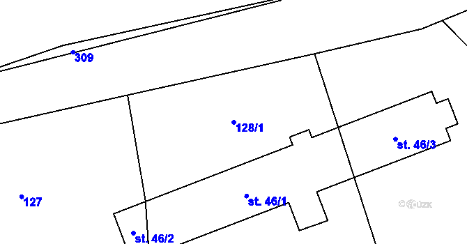Parcela st. 128/1 v KÚ Drážov, Katastrální mapa