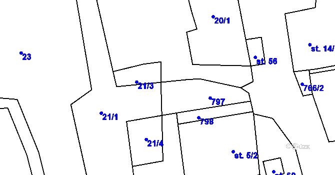 Parcela st. 5/3 v KÚ Zálesí u Drážova, Katastrální mapa