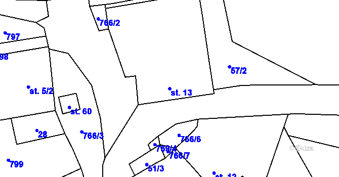 Parcela st. 13 v KÚ Zálesí u Drážova, Katastrální mapa