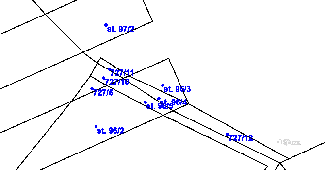 Parcela st. 96/3 v KÚ Zálesí u Drážova, Katastrální mapa