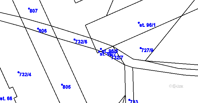 Parcela st. 96/7 v KÚ Zálesí u Drážova, Katastrální mapa