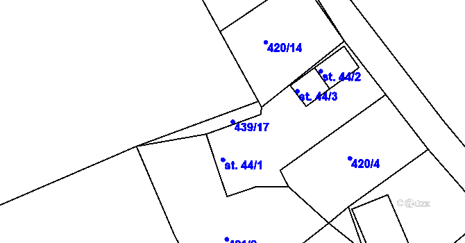 Parcela st. 439/17 v KÚ Zálesí u Drážova, Katastrální mapa