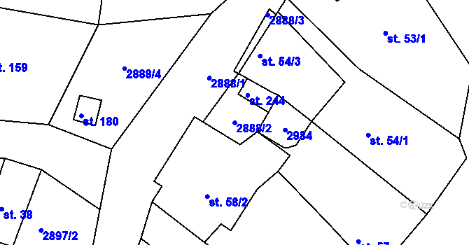 Parcela st. 2888/2 v KÚ Dražov, Katastrální mapa