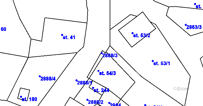 Parcela st. 2888/3 v KÚ Dražov, Katastrální mapa