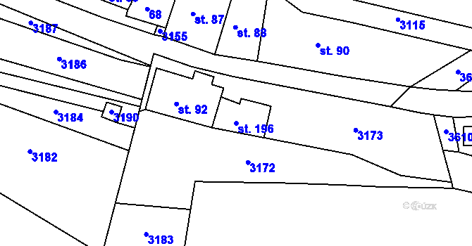 Parcela st. 196 v KÚ Dražov, Katastrální mapa