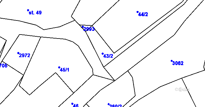 Parcela st. 43/2 v KÚ Dražov, Katastrální mapa