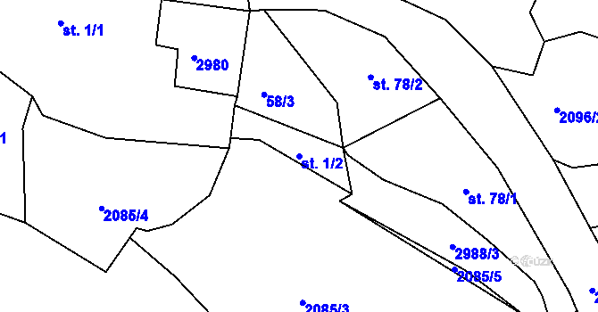 Parcela st. 1/2 v KÚ Dražov, Katastrální mapa