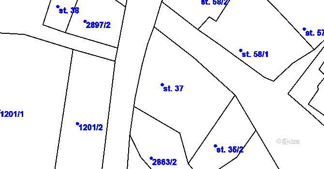 Parcela st. 37 v KÚ Dražov, Katastrální mapa