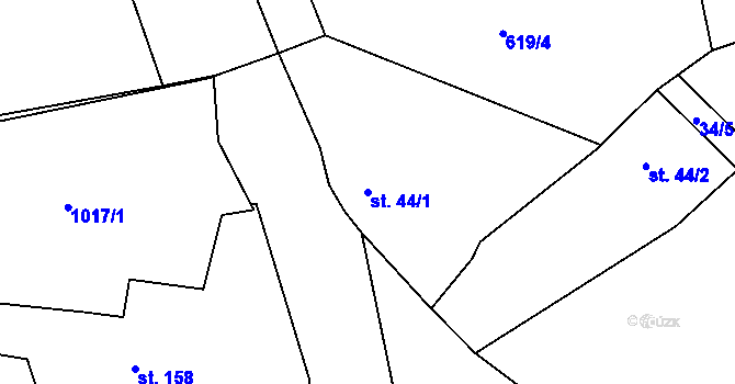 Parcela st. 44/1 v KÚ Dražov, Katastrální mapa