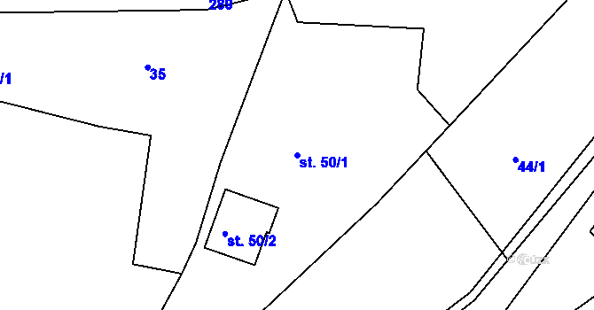 Parcela st. 50/1 v KÚ Dražov, Katastrální mapa