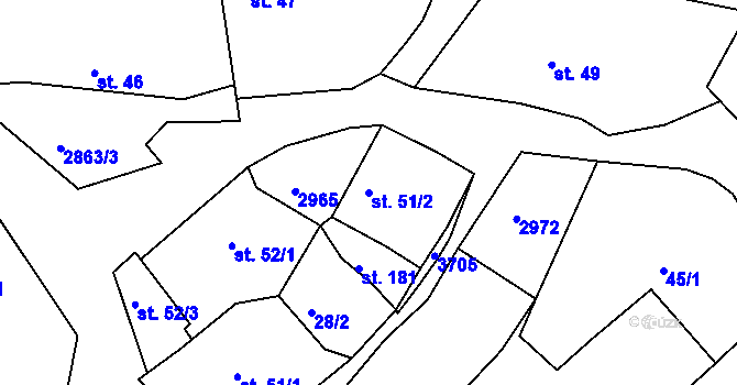 Parcela st. 51/2 v KÚ Dražov, Katastrální mapa